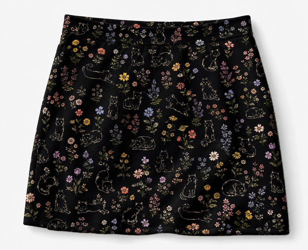 Black Cat Mini Skirt