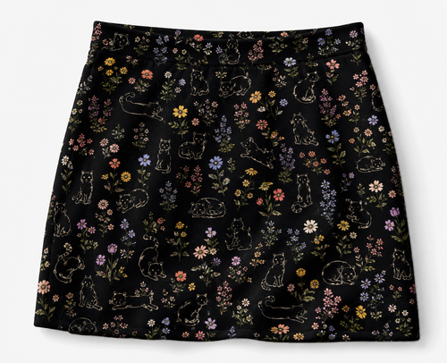 Black Cat Mini Skirt