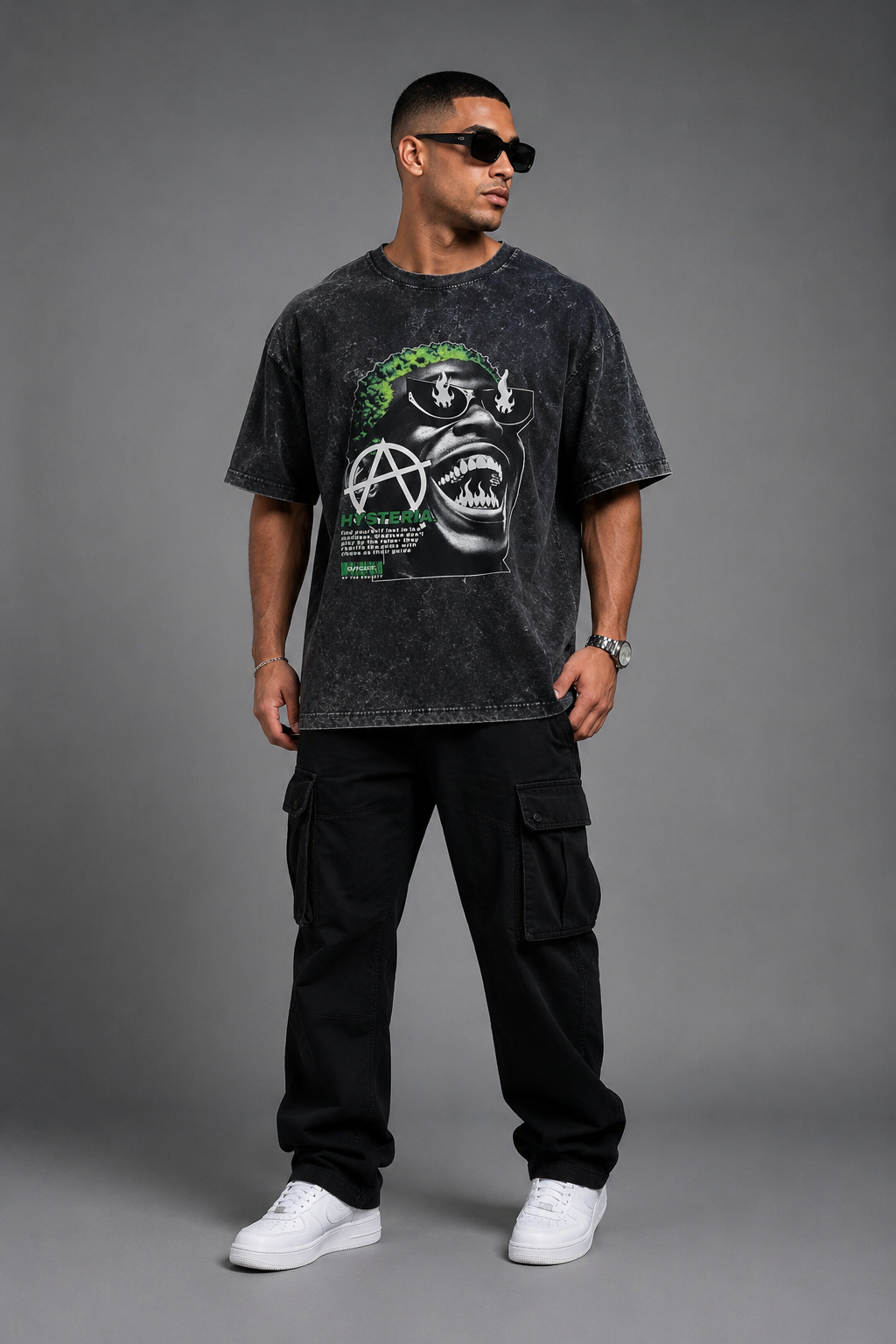 Hysteria Acid Washed Oversized Tee
