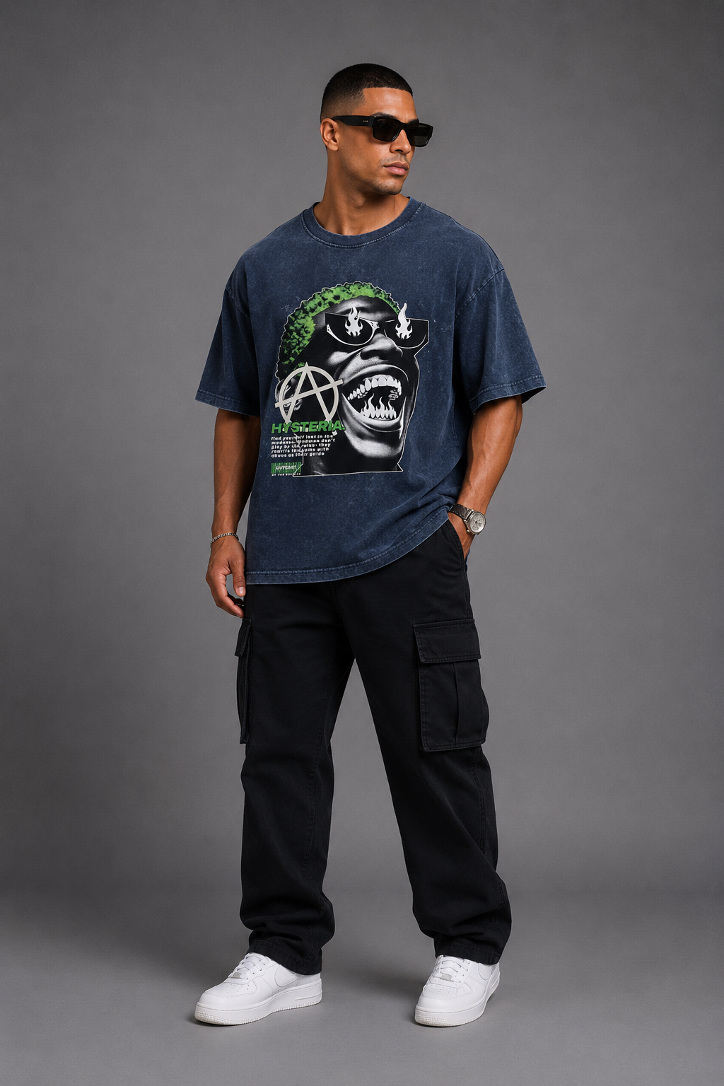 Hysteria Acid Washed Oversized Tee