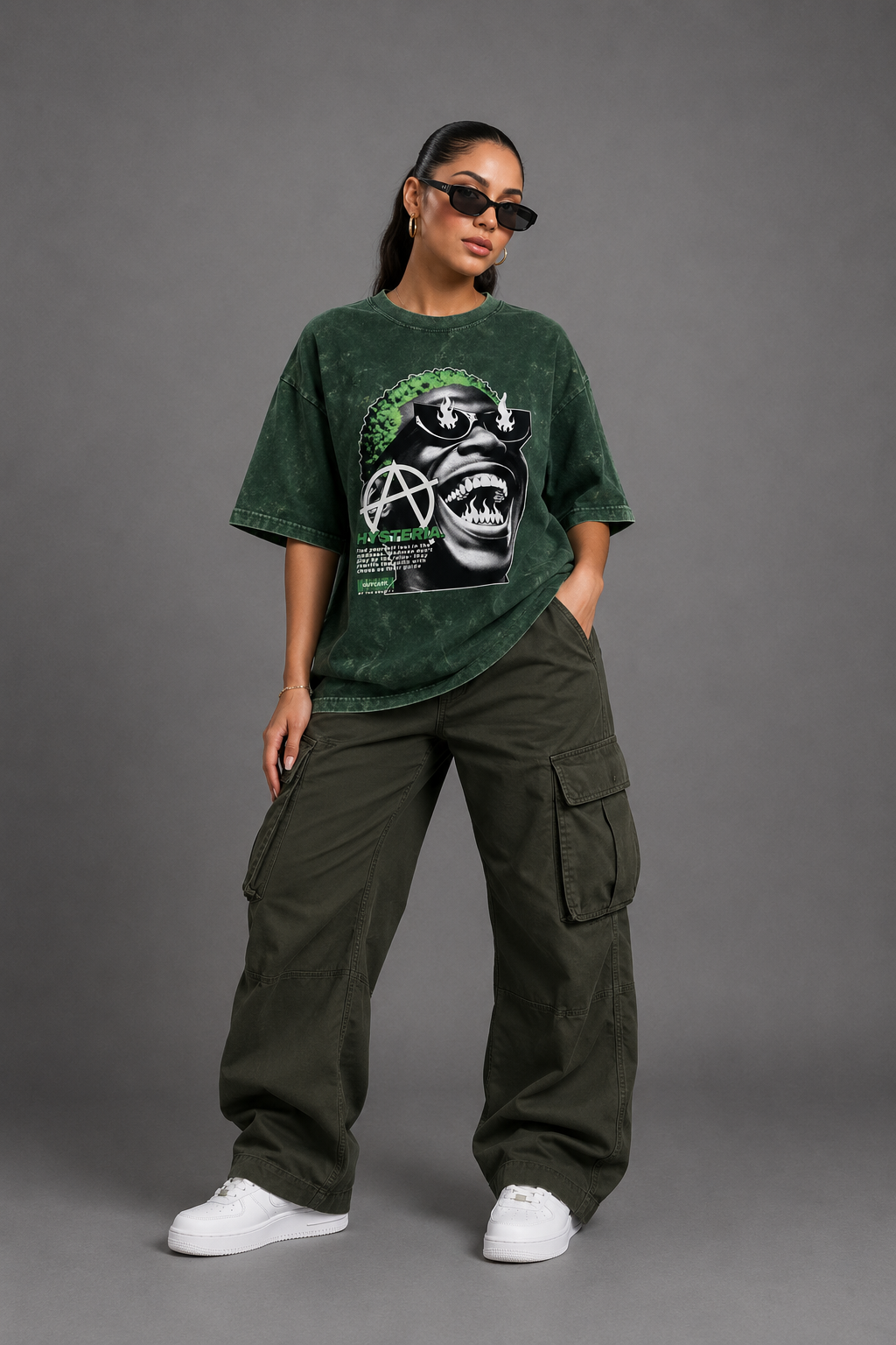 Hysteria Acid Washed Oversized Tee