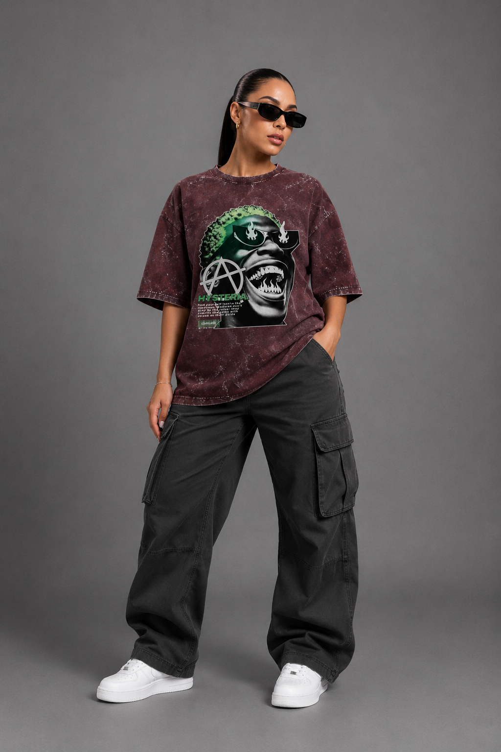 Hysteria Acid Washed Oversized Tee