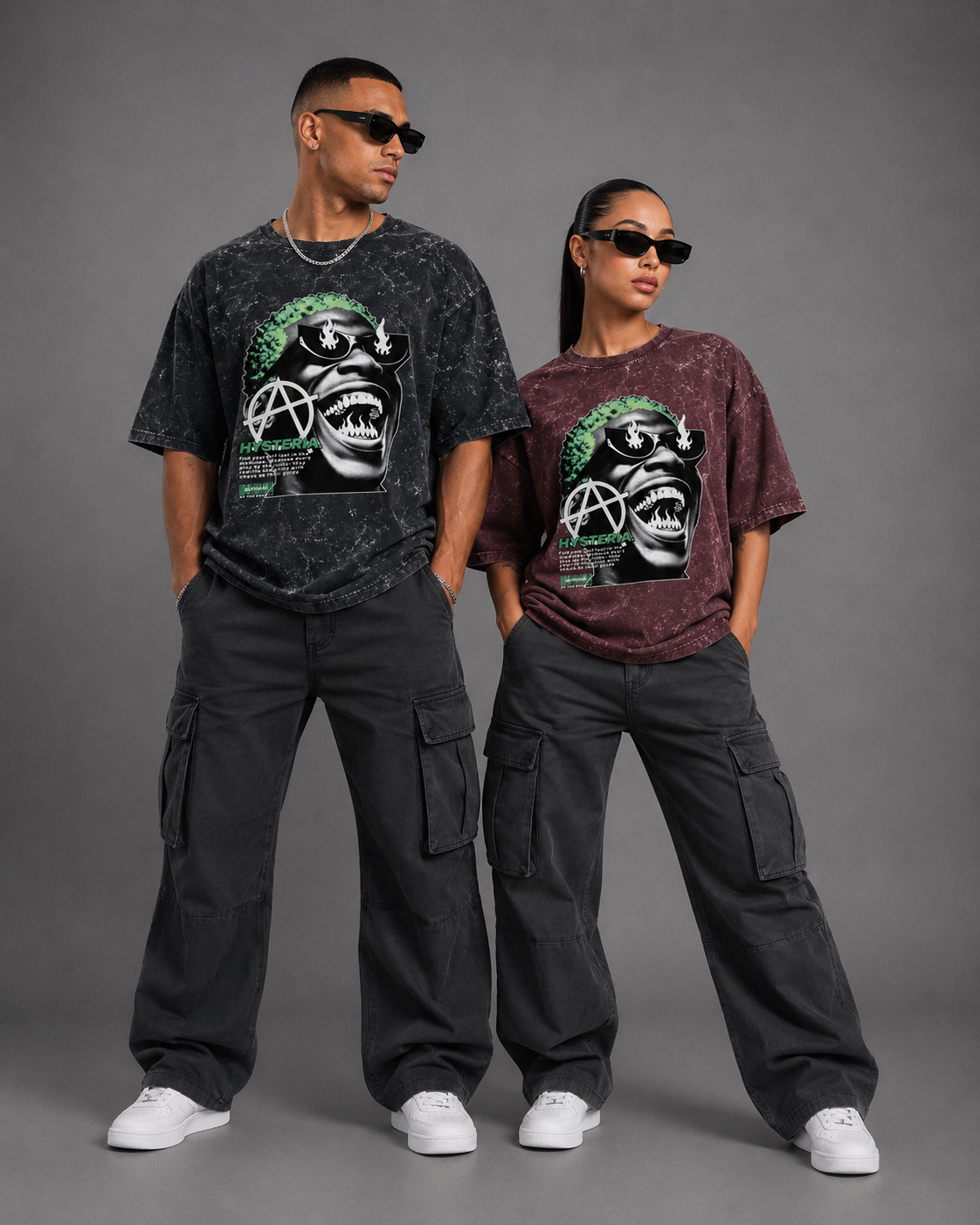 Hysteria Acid Washed Oversized Tee