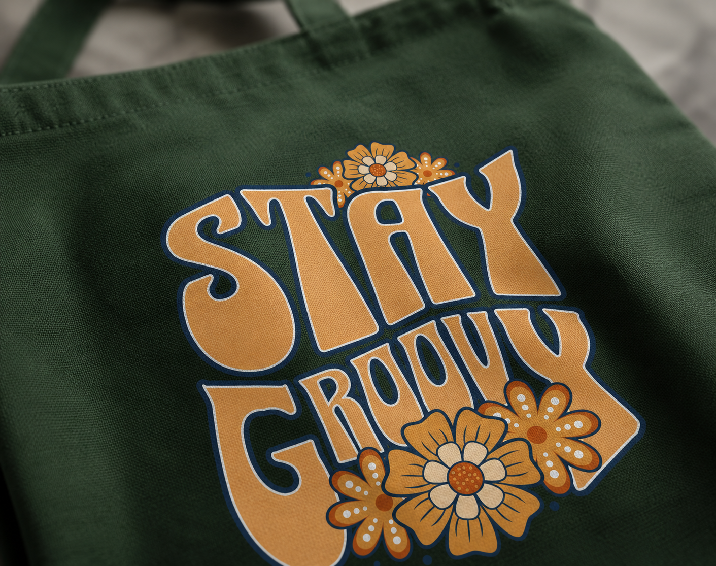 Stay Groovy Tote Bag Zipper