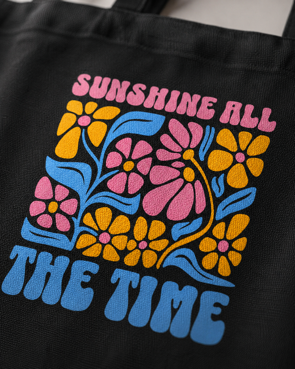 Floral Sunshine Tote Bag Zipper
