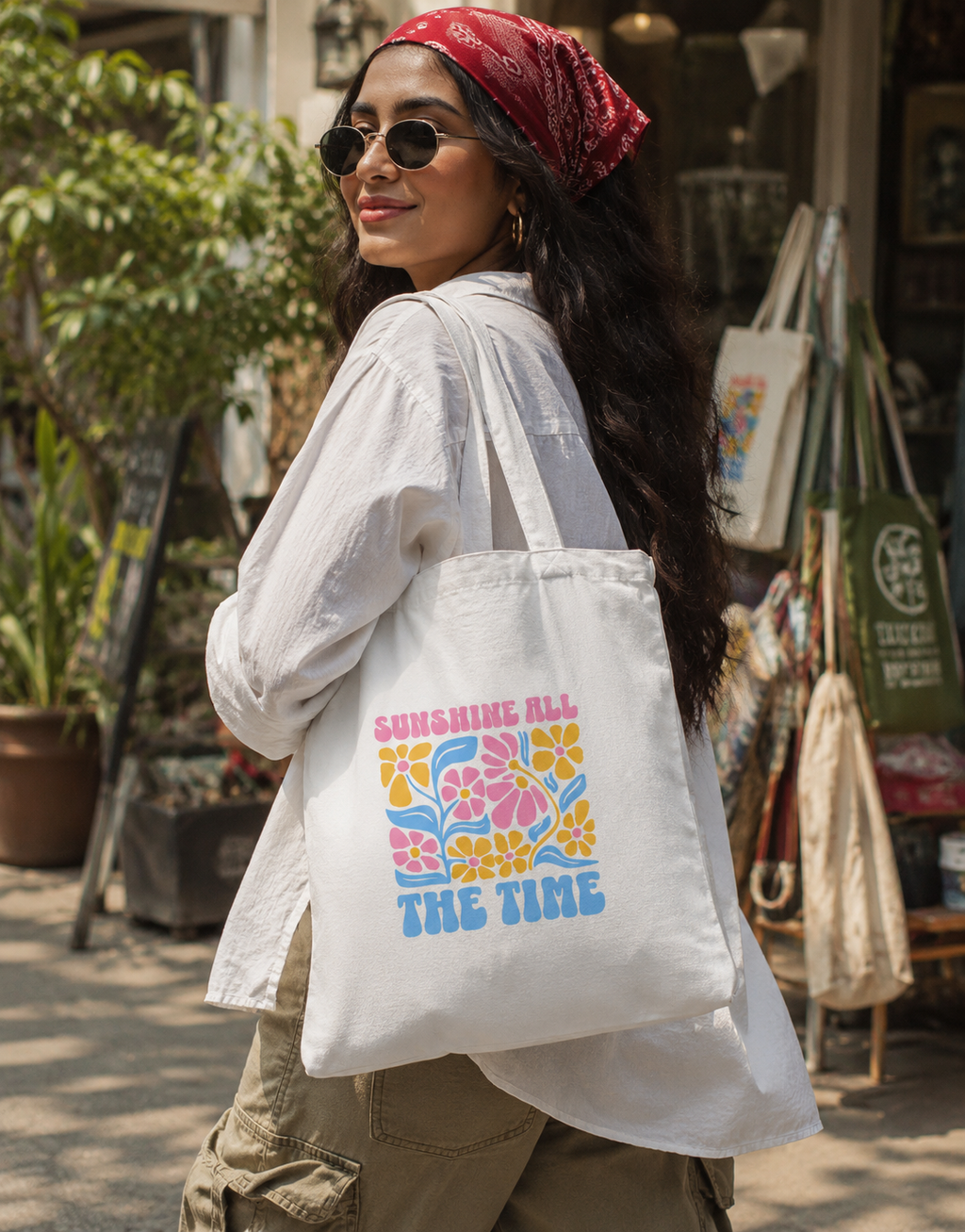 Floral Sunshine Tote Bag Zipper