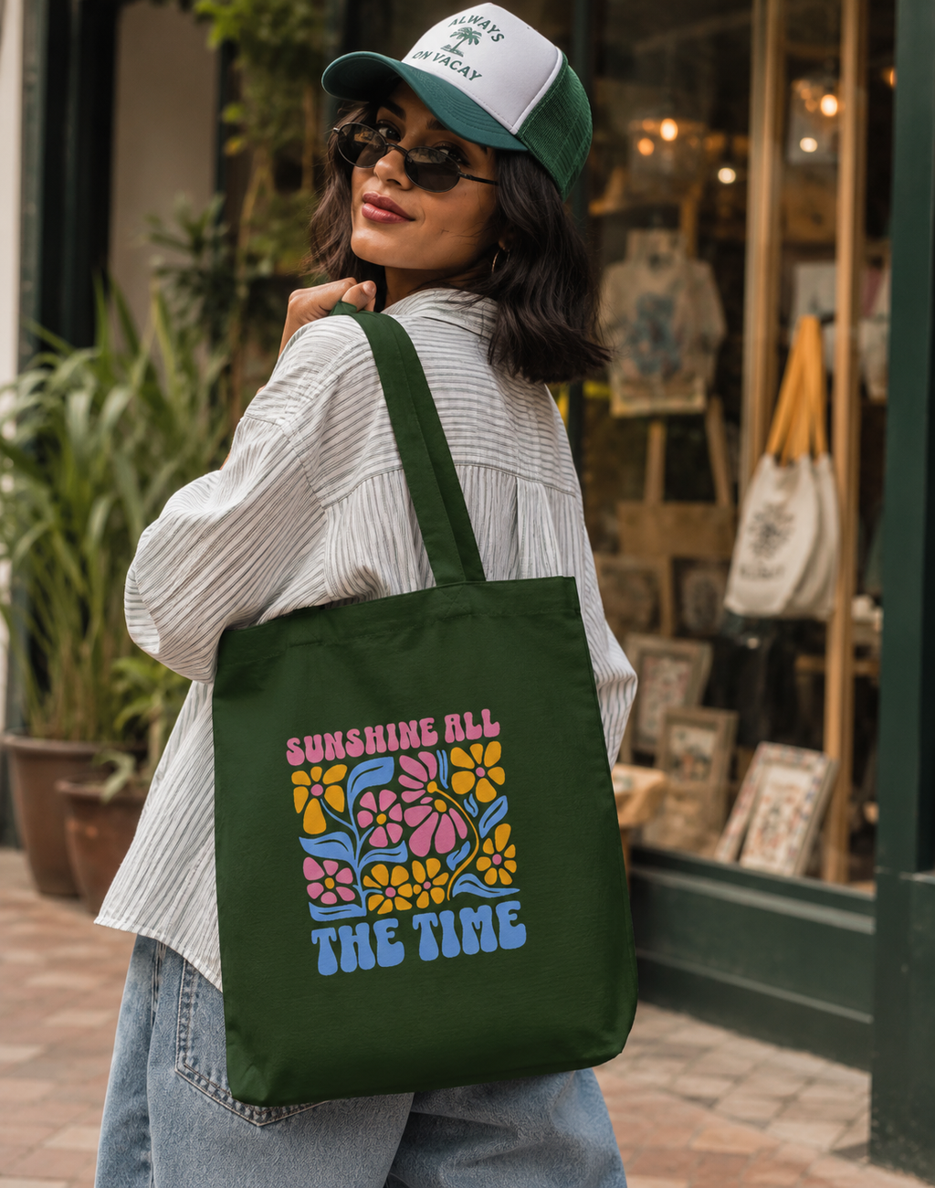 Floral Sunshine Tote Bag Zipper